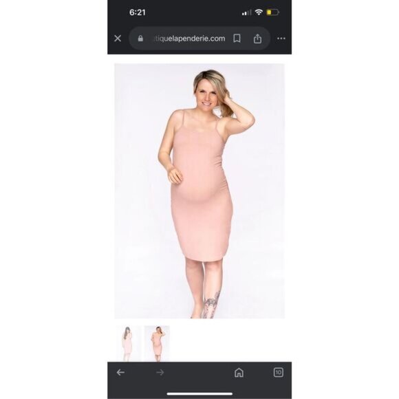 Rose Maternite Maternity Pregnancy Stretch Pink Blush Nighty Medium Dress Midi - Picture 5 of 11